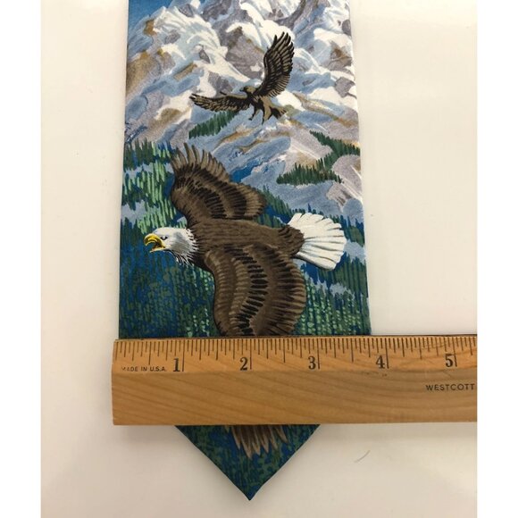 Free Man Apparel Eagle Mountain Scenic Silk Tie Mens Necktie Office Dad Gift - Picture 8 of 9